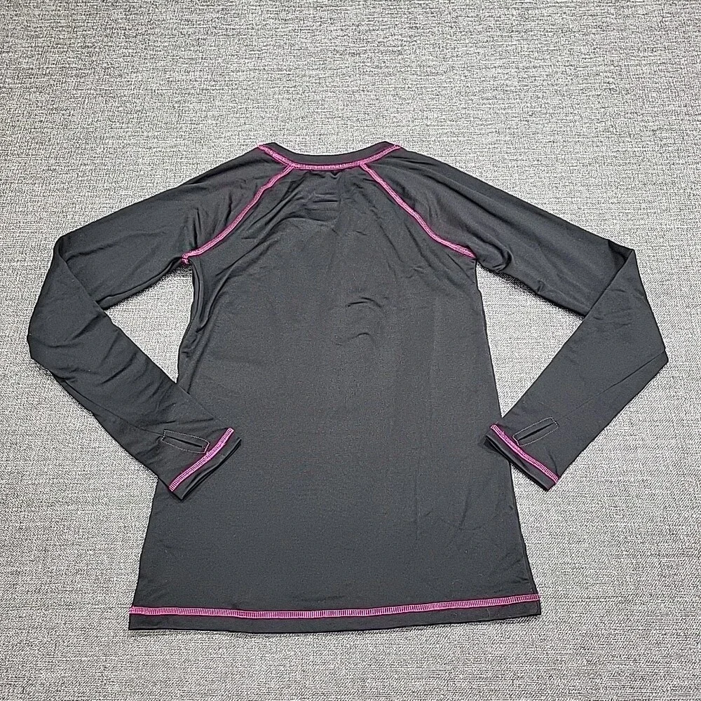 All in Motion Girls Long Sleeves Thermal Tee Shirt Top X-Large Size 14 Black